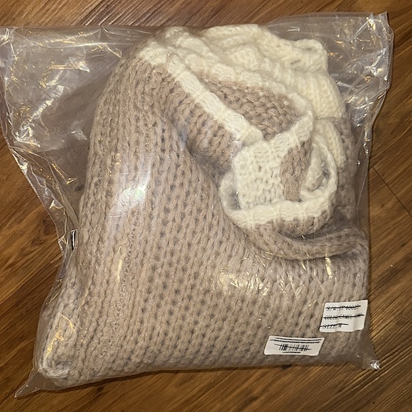 🆕🌿🤍KYE MI: Mauve Color Blocked Chunky Knit Oversized Cardigan SMALL - Picture 9 of 10